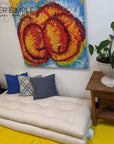 Organic cotton shikibuton with pillows, handmade in the USA, eco-friendly.