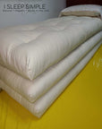 Cotton & Wool Shikibuton, handmade in the USA, available in 3"-5" thicknesses, GOTS certified.