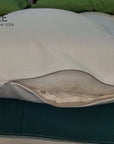 Buckwheat and wool pillow showcasing its dual-sided design.