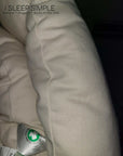 Organic cotton mattress topper with GOTS-certified label, showcasing natural materials and craftsmanship.