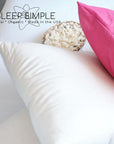 Shredded latex pillow with natural breathable material and supportive design for restful sleep.