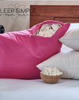 Shredded latex pillow with breathable, eco-friendly filling for optimal support and comfort.