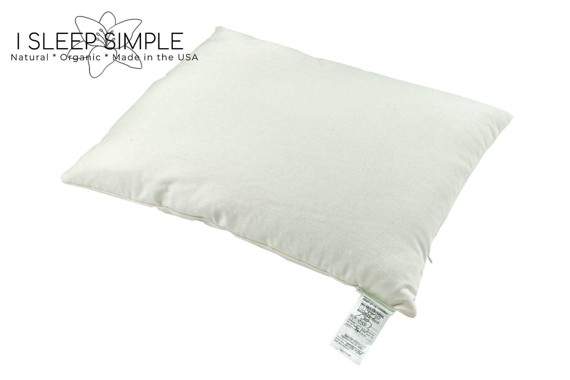 Buckwheat and wool pillow offering firm support and plush softness, made from organic materials.