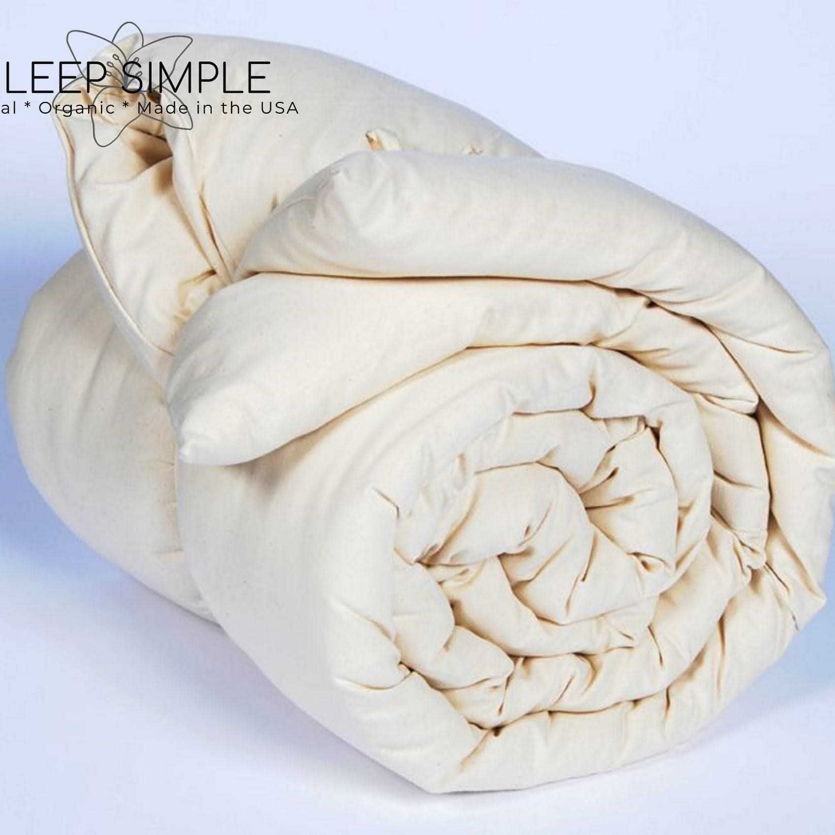 Cotton mattress topper rolled, natural organic comfort, made in USA.