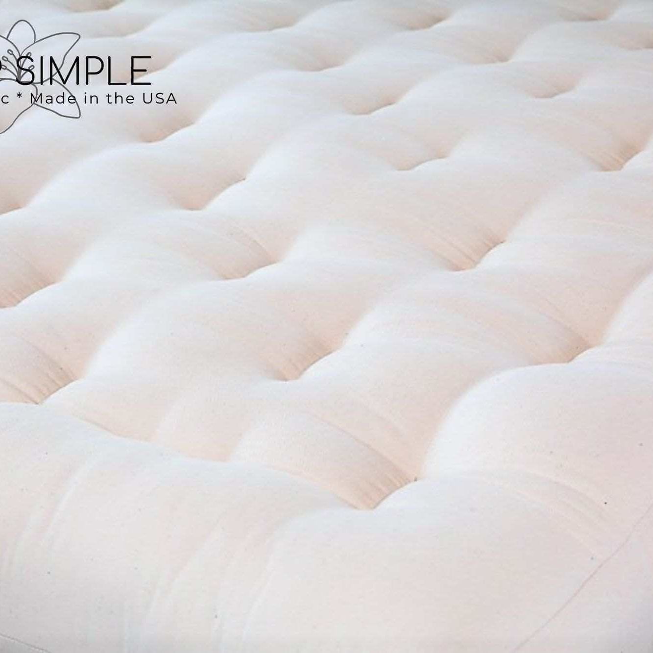 Extra Firm Cotton Mattress with tufted surface, natural and organic, made in the USA.