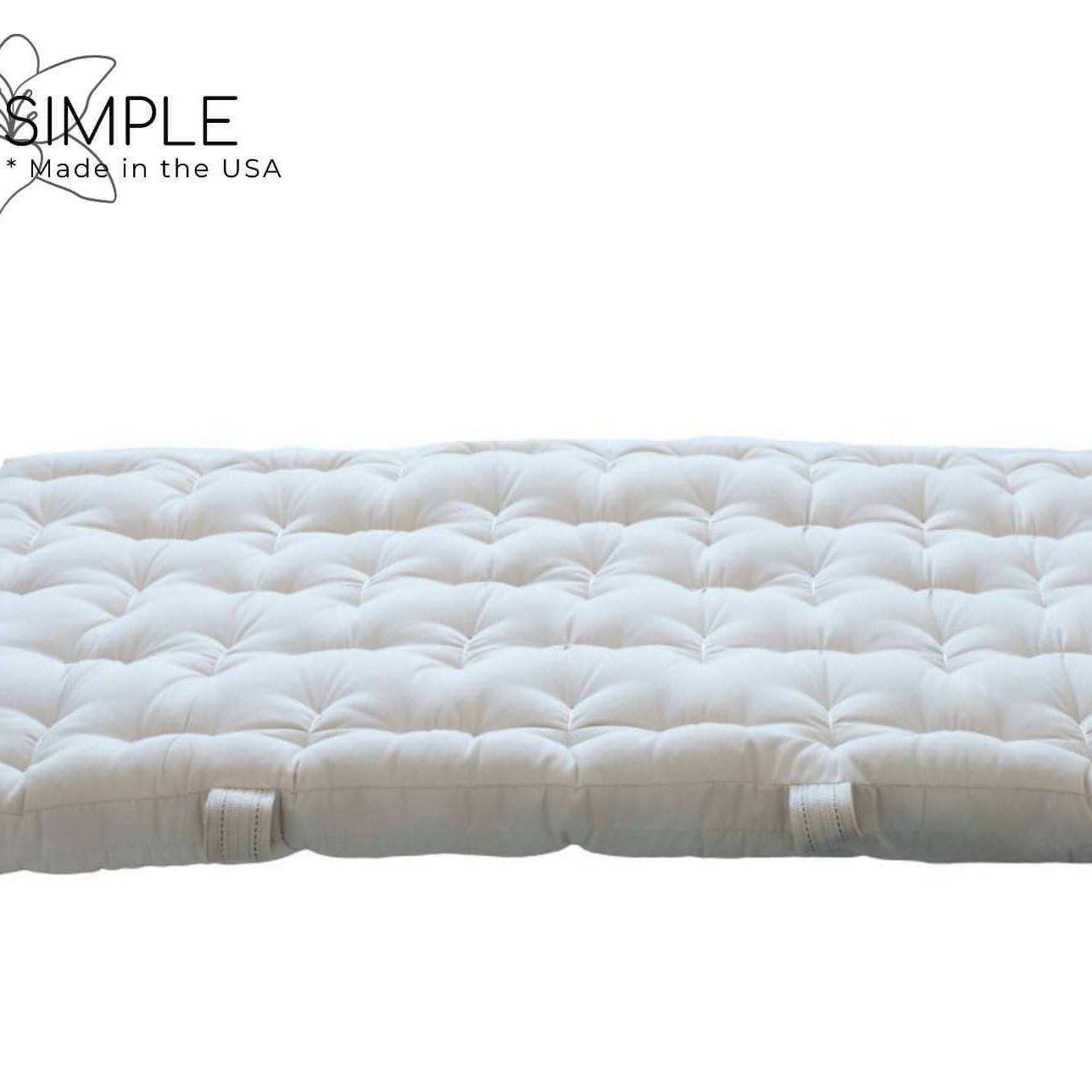 FIRM Organic Cotton and Wool Futon Mattress - GOTS Certified!Simple's firmest all cotton and wool futon mattress is now available in 100% GOTS certified organic cotton and wool, free from any toxins or chemicals. Enjoy the breMattressWool Futon Mattress - GOTS Certified