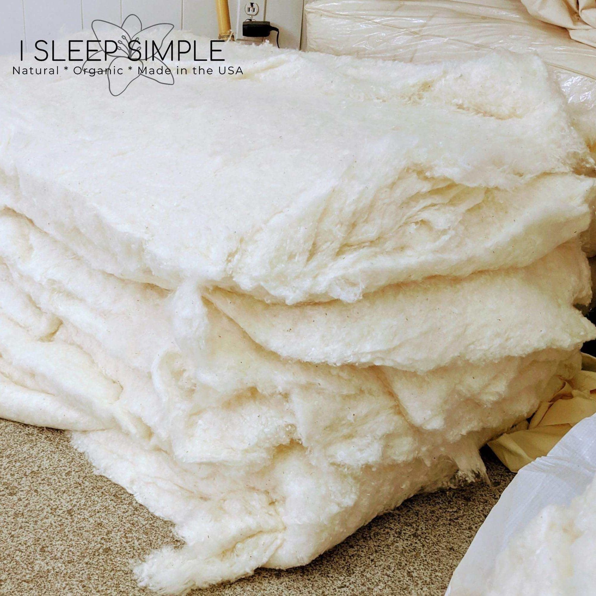 Organic Cotton Batting - GOTS CertifiedEach Organic cotton fluffy batting sheet is about 2" thick and is sold by the pound. The size of 1 lb. of cotton is approximately 35"x58"x2" and can come as big as 7DIYOrganic Cotton Batting - GOTS Certified