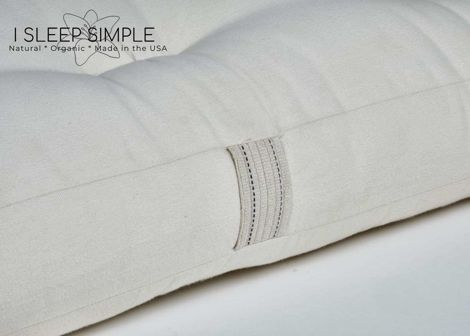 GOTS certified organic cotton and wool futon mattress, natural durable design.