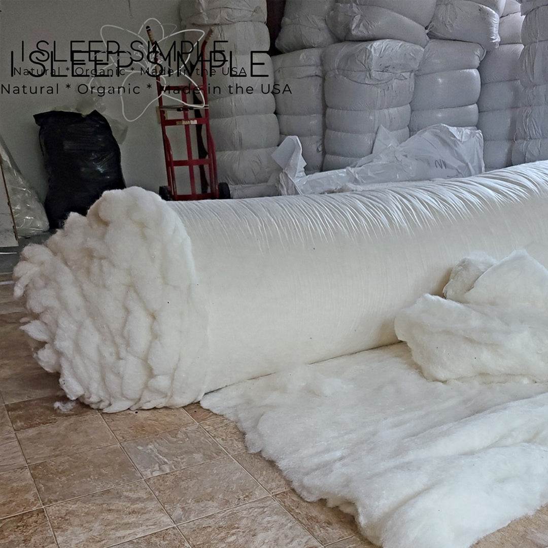 Wool batting rolls made from 100% virgin sheep's wool, perfect for pillows, duvets, and mattresses.